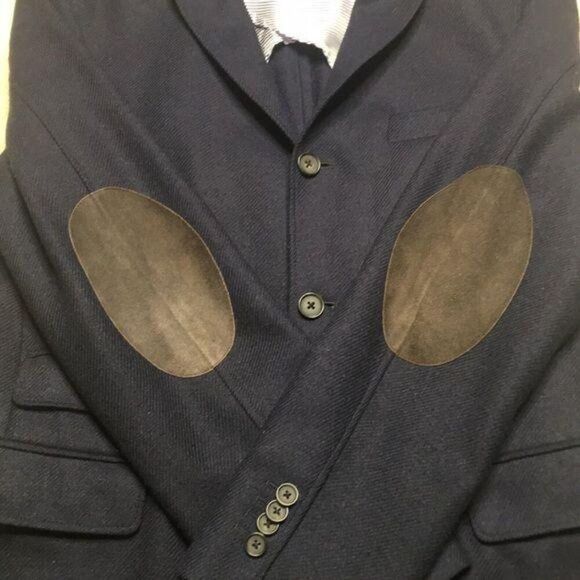 Eden Park Mens Navy Wool Blazer With Suede Elbow Patches Three-Button Front Mult - Picture 11 of 16